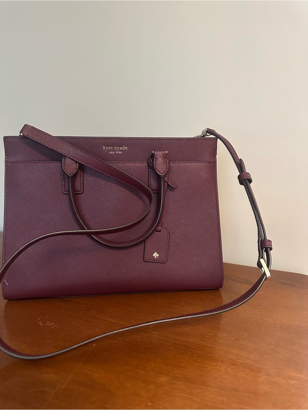 kate spade Cameron Large Satchel in Burgundywith Crossbody Strap